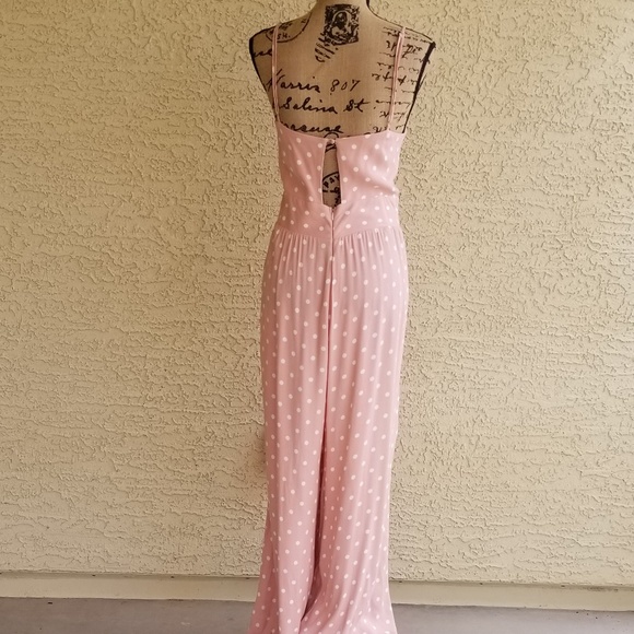 Milan Tie Front Jumpsuit in Misty Rose Polka Dot  - Picture 2 of 7